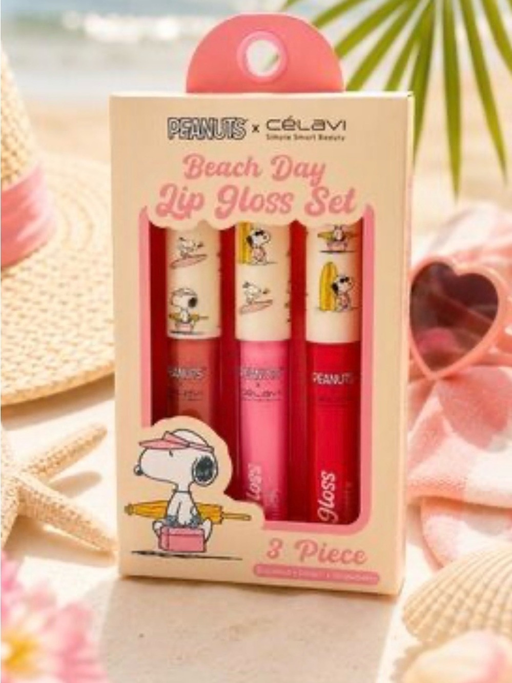 Peanuts x Célavi Beach Day Lip Gloss Set — Pink Trio